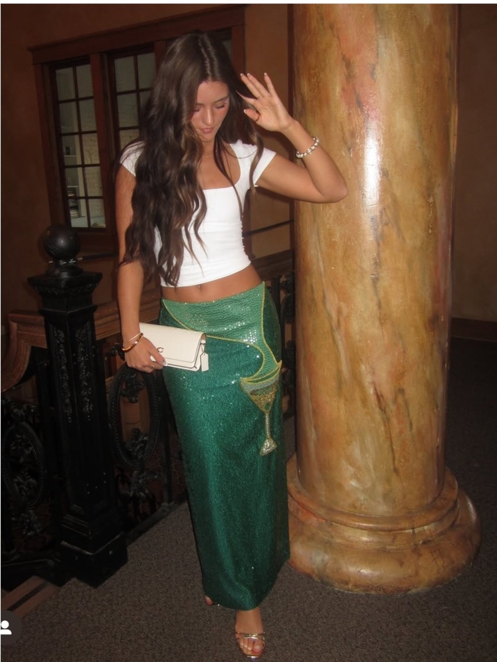 Antonio Melani x The Nat Note Naomi Embellished Martini Sequin Pencil Midi Skirt - Picture 7 of 9